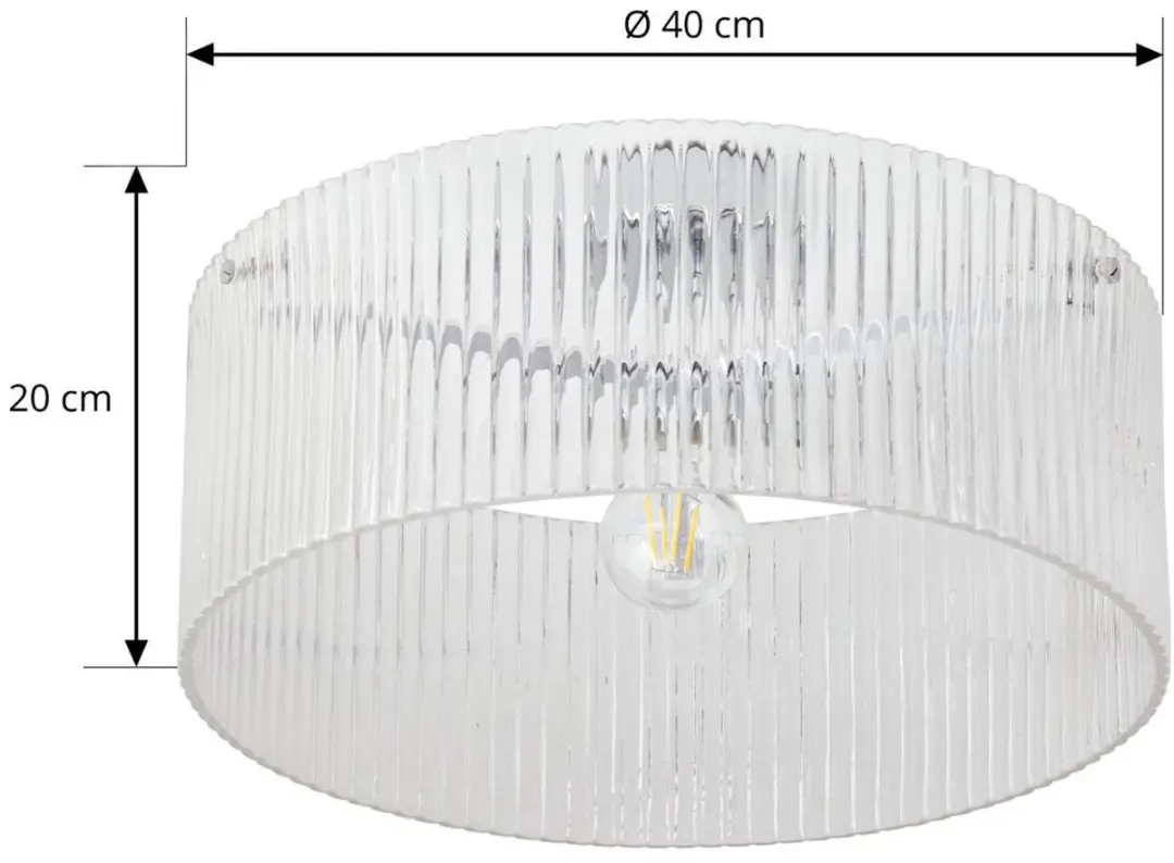 Lucande Plafondlamp 1 Licht E27 - Ø40cm - Transparant/Chroom