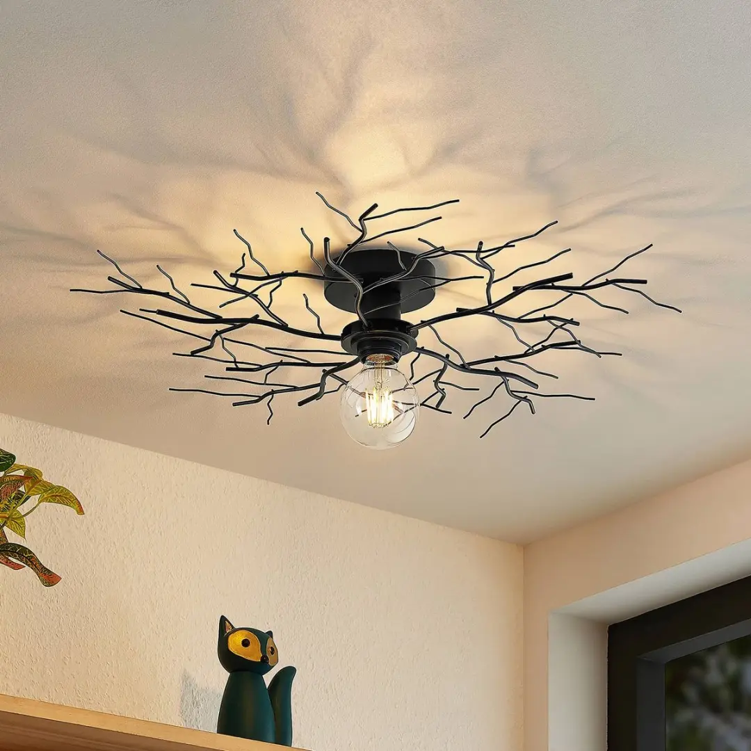 Lindby Plafondlamp 1 Licht E27 - 60cm Zwart Mat