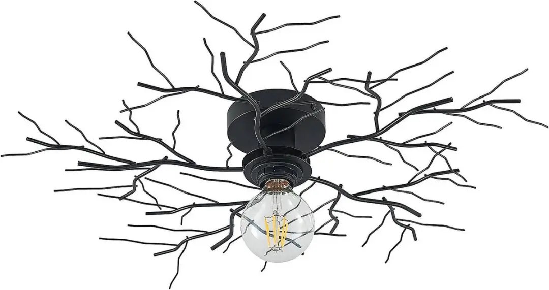 Lindby Plafondlamp 1 Licht E27 - 60cm Zwart Mat