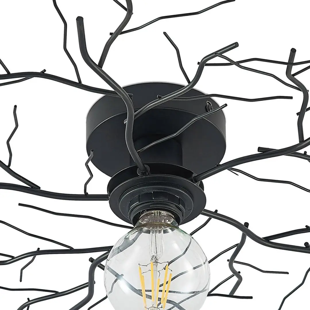 Lindby Plafondlamp 1 Licht E27 - 60cm Zwart Mat