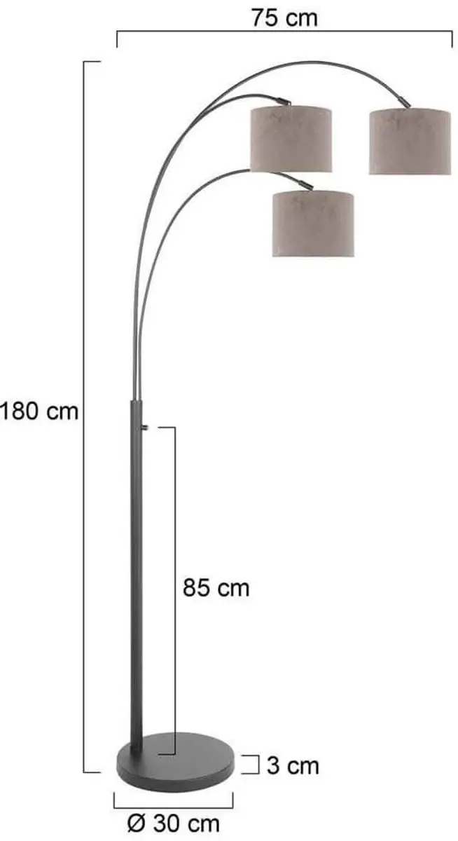 Steinhauer Sparkled Light 3823ZW Vloerlamp - 3 Lichtpunten - Grijs/Zwart - afbeelding 6 van 6