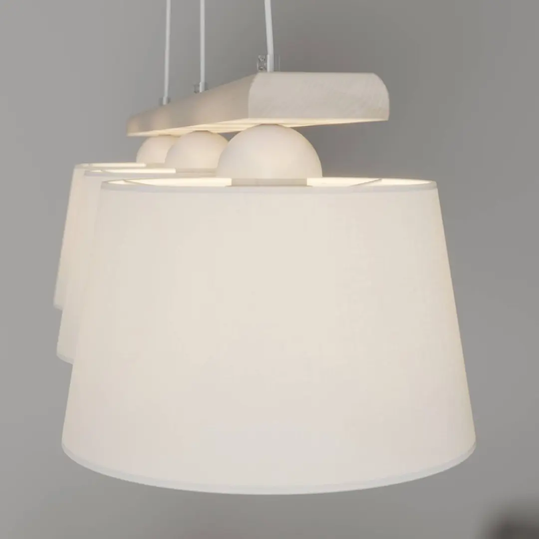Euluna Hanglamp 3-lichts - Hout/stof - E27 - Gebroken wit/wit