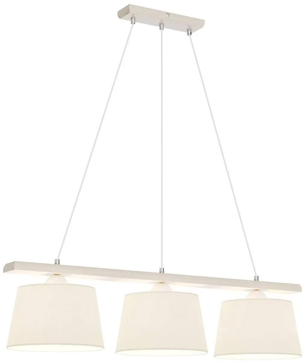 Euluna Hanglamp 3-lichts - Hout/stof - E27 - Gebroken wit/wit