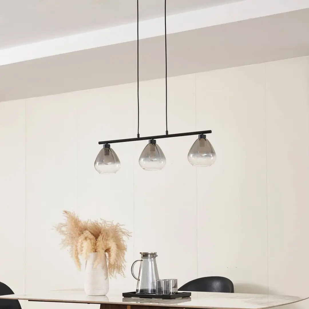 Lindby Hanglamp 3-Lichts - 15cm - Rookgrijs/Mat Zwart