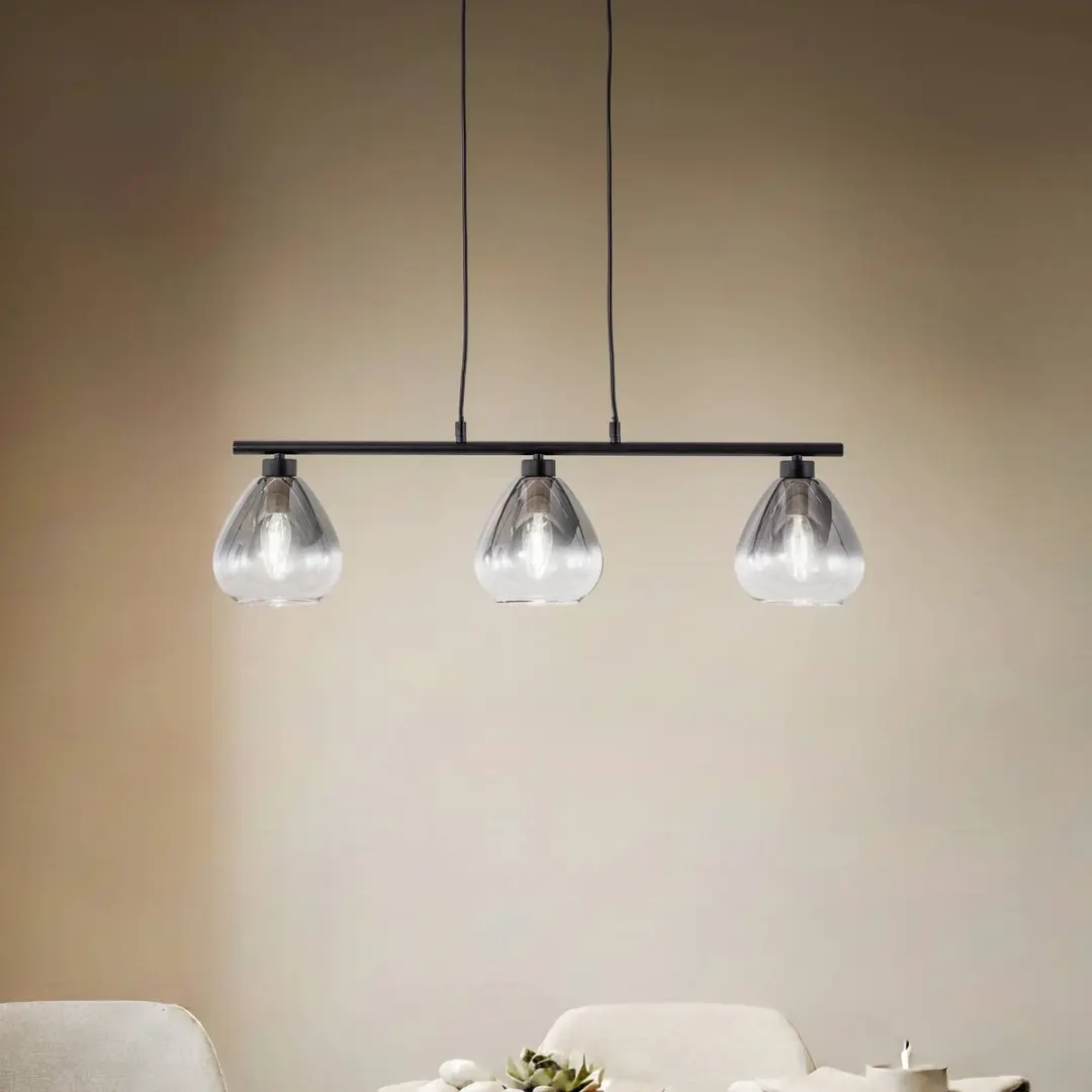 Lindby Hanglamp 3-Lichts - 15cm - Rookgrijs/Mat Zwart