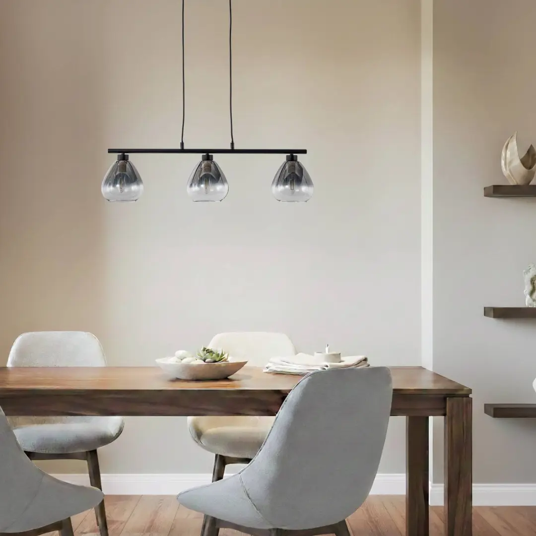 Lindby Hanglamp 3-Lichts - 15cm - Rookgrijs/Mat Zwart