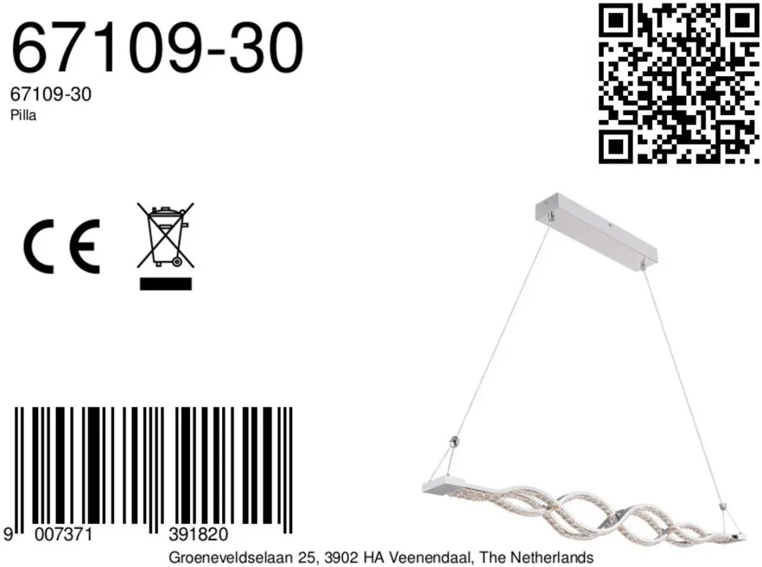 Globo Pilla Hanglamp - Chroom LED - 67109-30