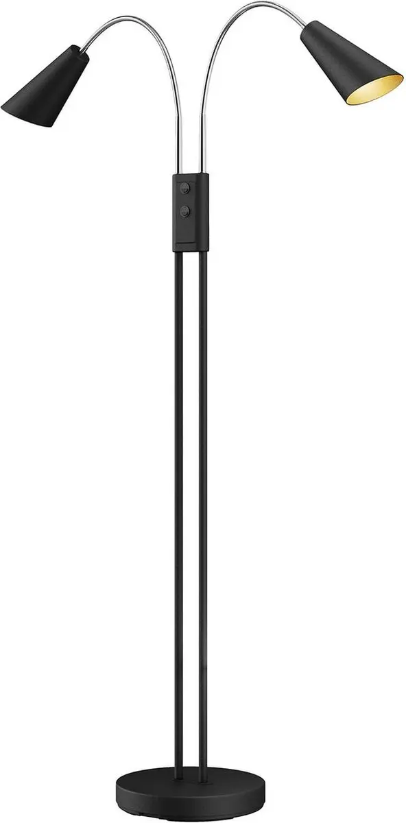 Lucande Vloerlamp 2-licht Metaal H124cm - Zwart/Goud