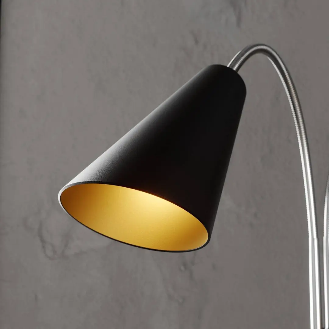 Lucande Vloerlamp 2-licht Metaal H124cm - Zwart/Goud