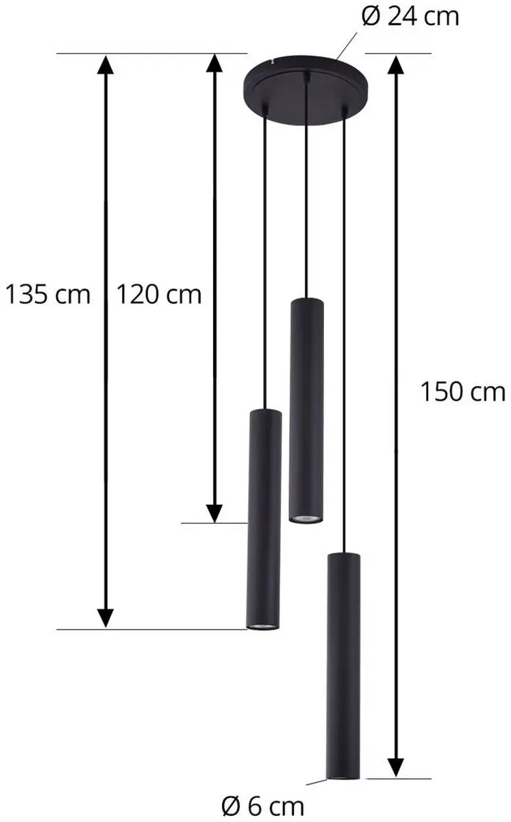 Lindby Hanglamp 3-lichts GU10 - Zwart zand