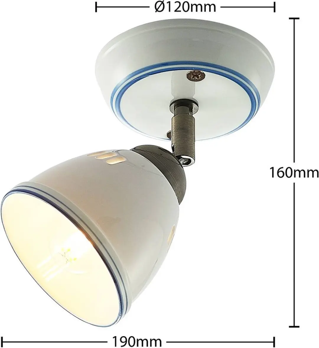 Lindby Buitenspot 1 Licht E14 Keramiek Metaal - 16cm - Wit/Brons/Blauw