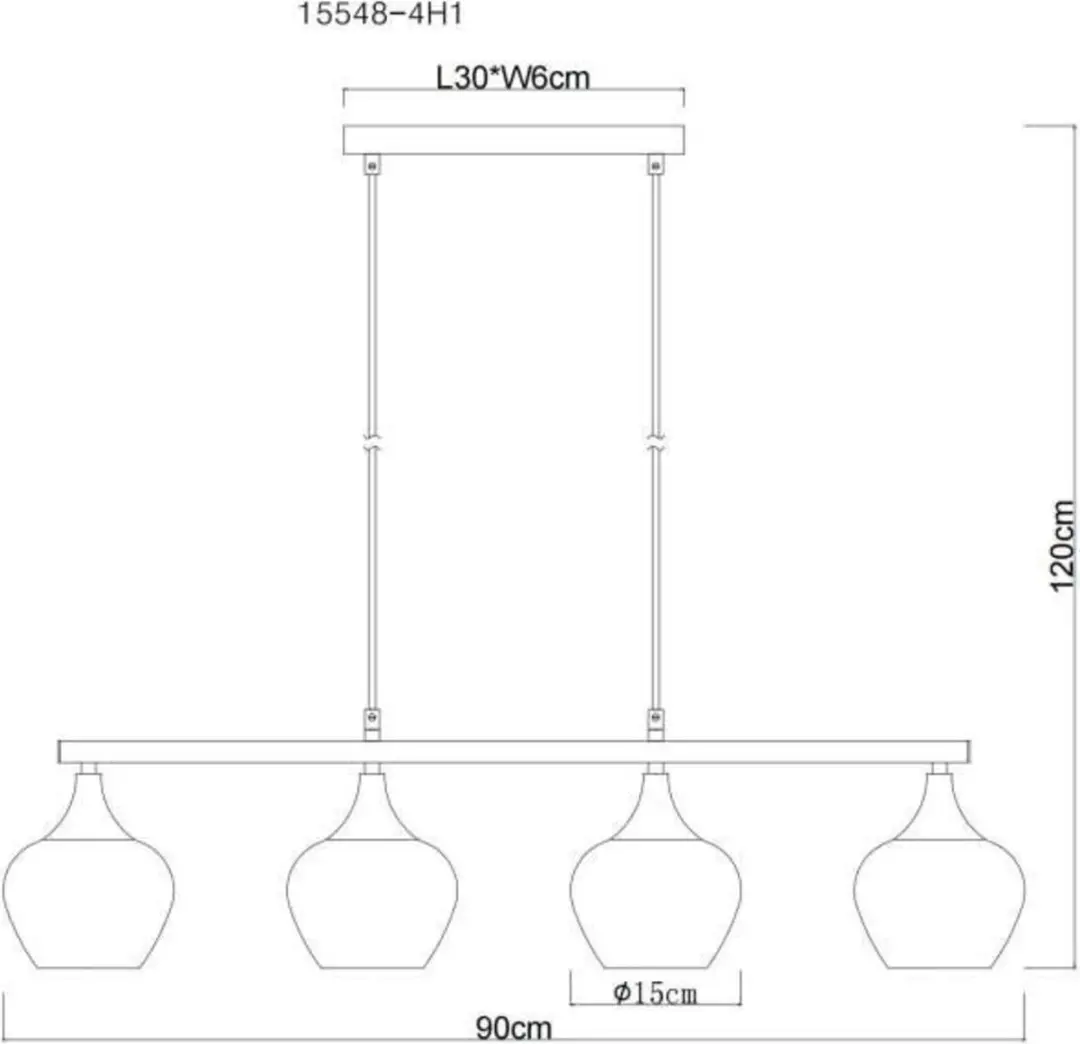 Globo Maxy Hanglamp - 4x E27 - Zwart