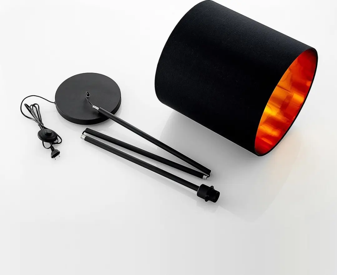 Lindby Vloerlamp 179cm - E27 - Zwart/Goud