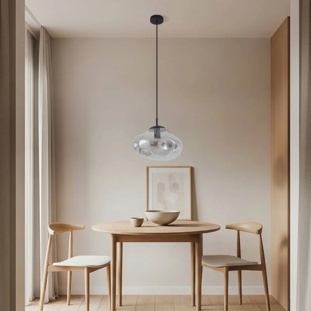 Lindby Hanglamp Glas - 1 Lichtpunt - Ø35cm - Rookgrijs/Zandzwart
