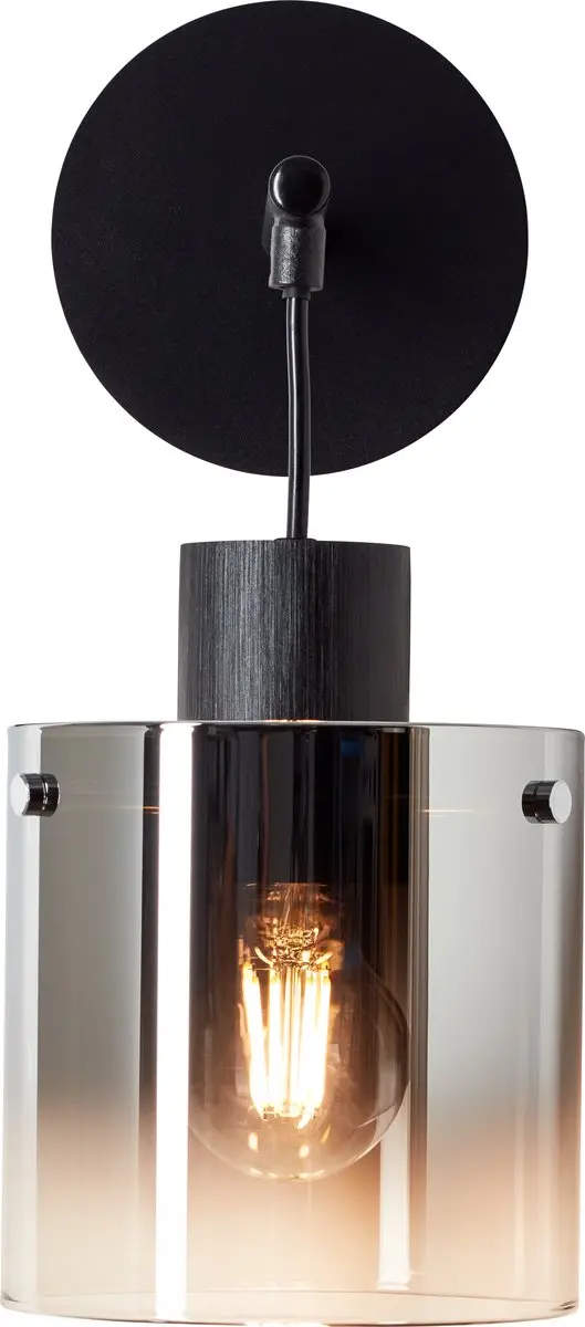 Brilliant Simonis Wandlamp E27 - Zwart/Gerookt Glas