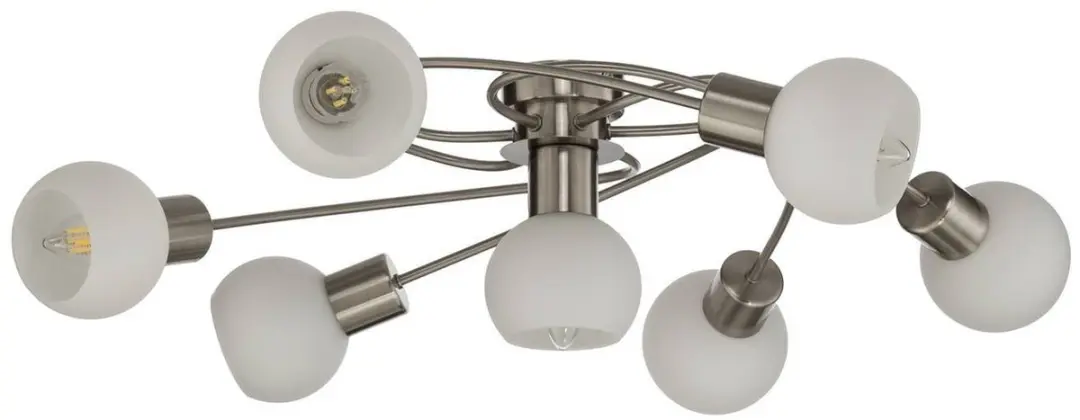 Lindby Plafondlamp 7-lichts - Ø65cm - E14 - Wit/Nikkel