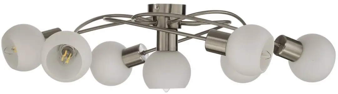 Lindby Plafondlamp 7-lichts - Ø65cm - E14 - Wit/Nikkel