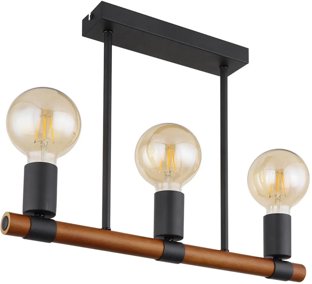 Globo Houten Plafondlamp 3 Vlammen - E27 - 49x6x35cm