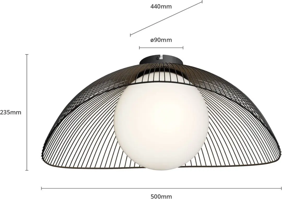 Lindby Plafondlamp 1 Licht - Zwart/Wit