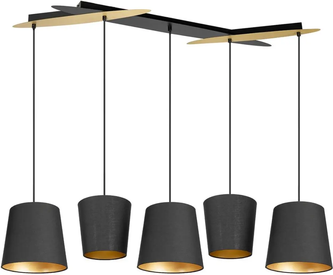 Lucande Hanglamp 5-lichts E27 - Zwart/Goud/Messing