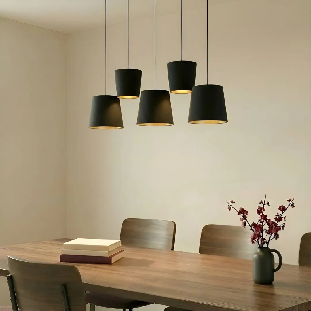 Lucande Hanglamp 5-lichts E27 - Zwart/Goud/Messing