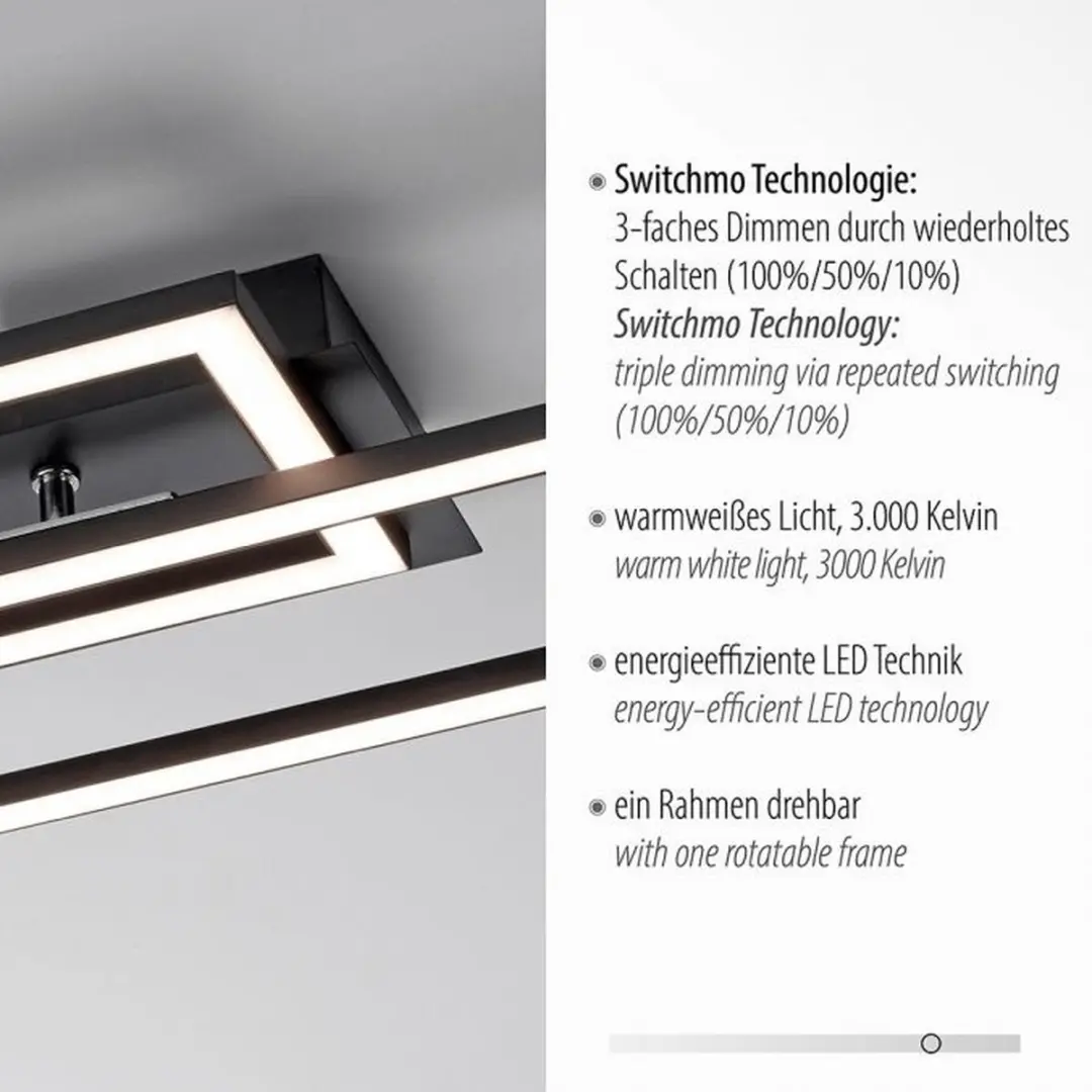 Paul Neuhaus Iven Plafondlamp 101x20cm - Zwart - afbeelding 6 van 6
