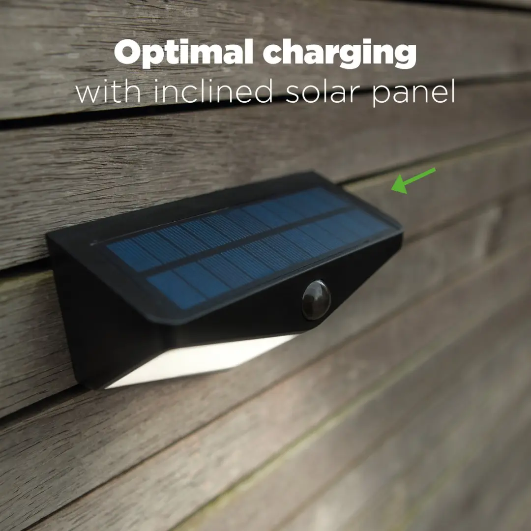 Lutec Wings LED Solar Wandlamp - 500 Lm 5000K - IP44 Zwart