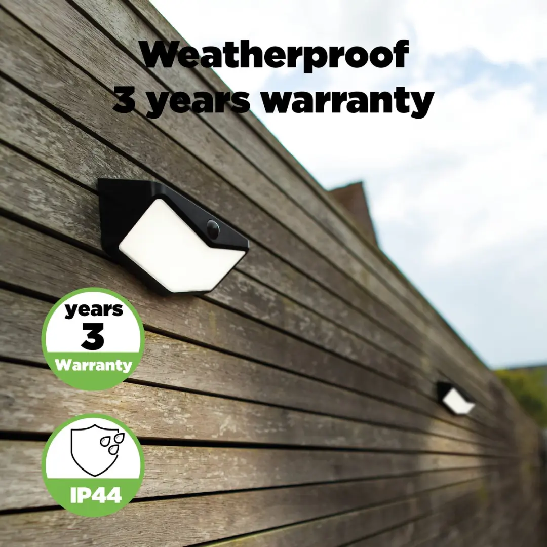 Lutec Wings LED Solar Wandlamp - 500 Lm 5000K - IP44 Zwart - afbeelding 6 van 6