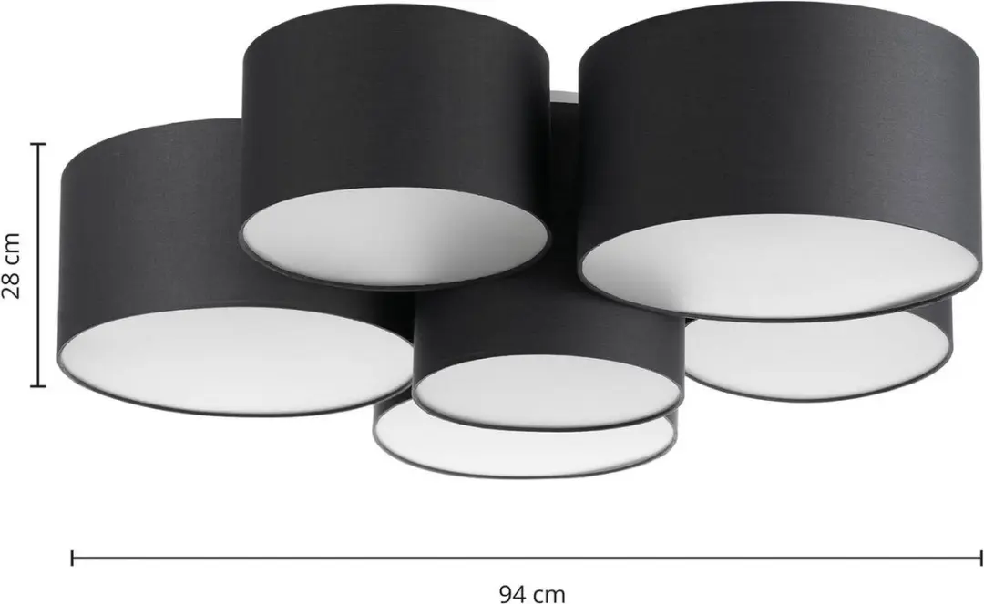 Lindby Plafondlamp 6-Lichts Textiel Metaal - Antraciet