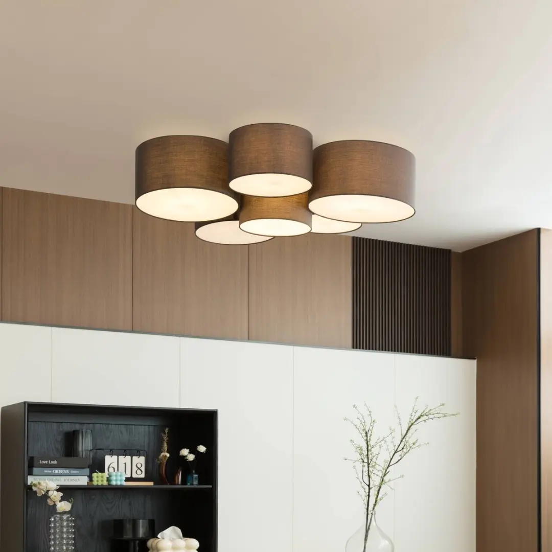 Lindby Plafondlamp 6-Lichts Textiel Metaal - Antraciet