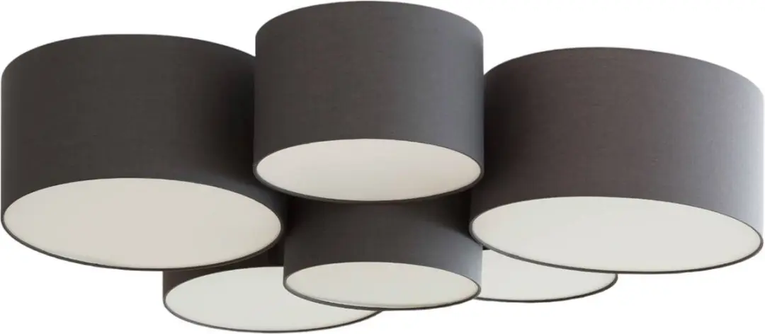 Lindby Plafondlamp 6-Lichts Textiel Metaal - Antraciet
