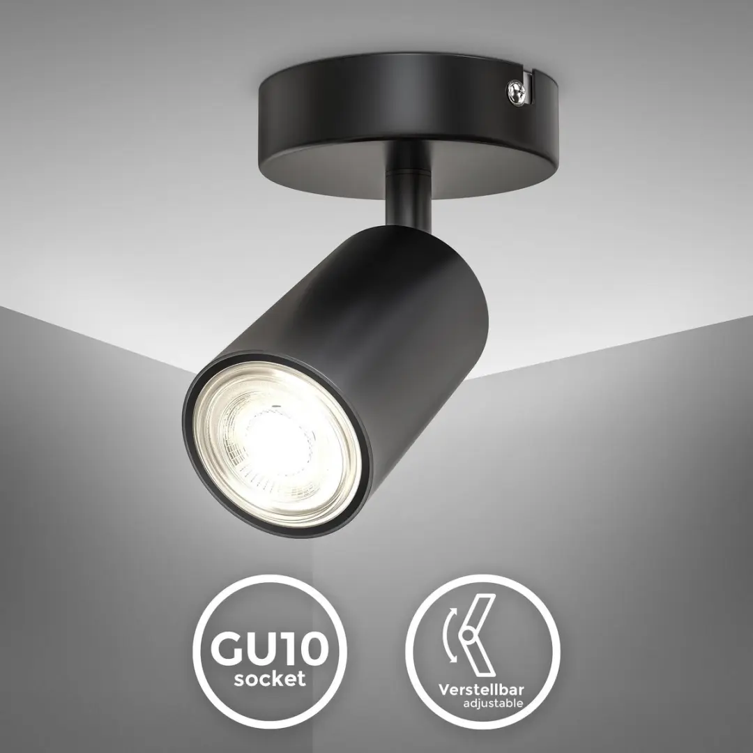 Briloner Opbouwspot GU10 Zwart - Ø9cm