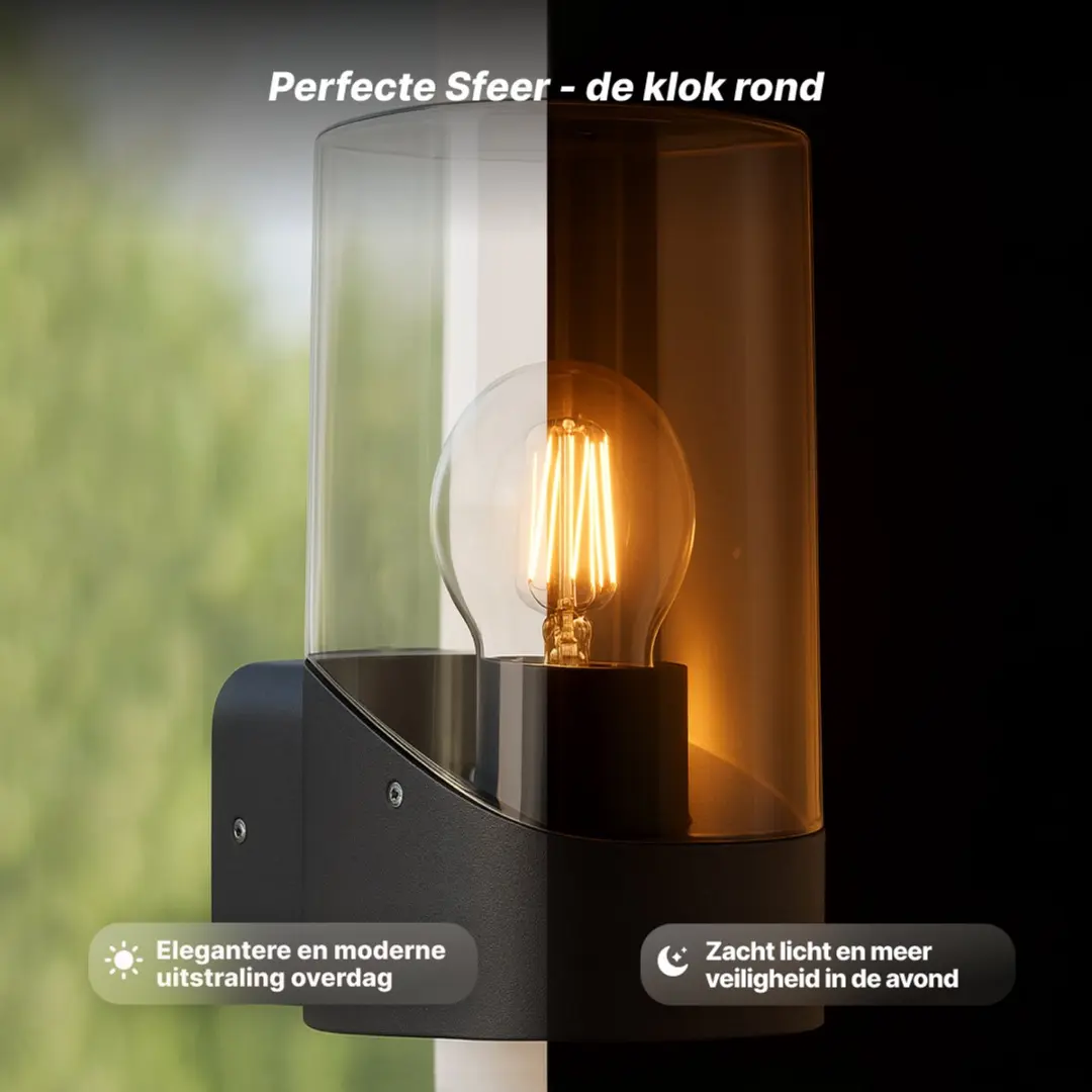 Brilliant MINOU Buitenwandlamp E27 - 10W - Zwart/Smoke Glas