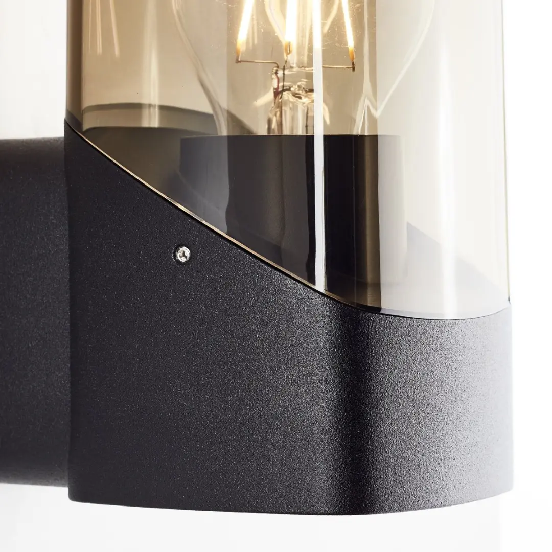Brilliant MINOU Buitenwandlamp E27 - 10W - Zwart/Smoke Glas
