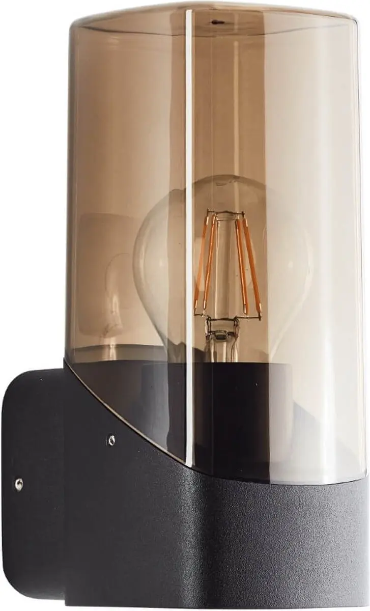 Brilliant MINOU Buitenwandlamp E27 - 10W - Zwart/Smoke Glas - afbeelding 6 van 6