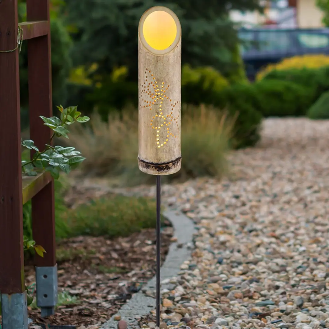 Globo Bamboe Solarlamp Steeklamp - Warm Wit 3000K - 2 Stuks