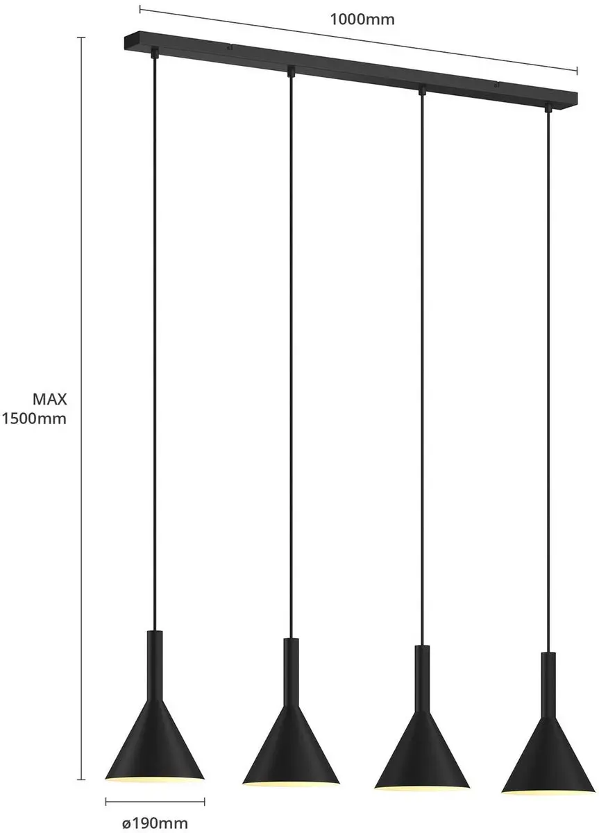 ARCCHIO Hanglamp 4-Lichts Staal - Ø19cm - E27 - Zwart/Wit