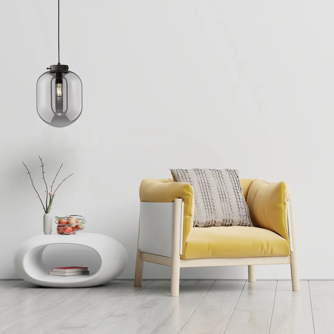 Fischer & Honsel Regi Hanglamp - Ø18cm - Zwart Mat - Rookglas