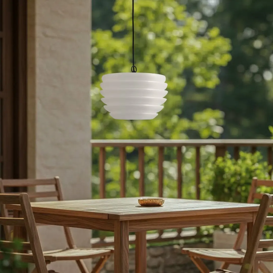 Lindby Hanglamp Buiten 1 Licht E27 - 38cm - Wit/Zwart
