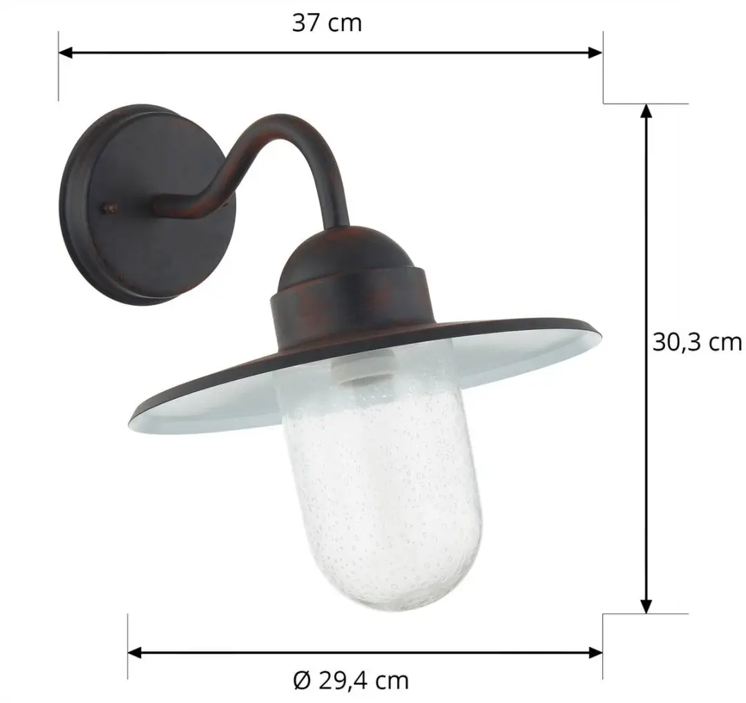 Lindby Wandlamp Buiten Metaal Glas 1 Licht - Roestbruin