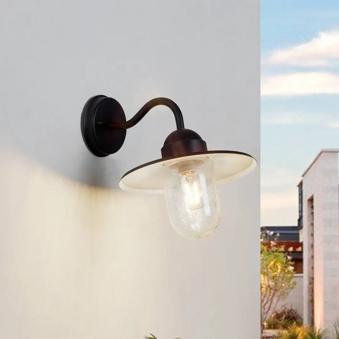 Lindby Wandlamp Buiten Metaal Glas 1 Licht - Roestbruin