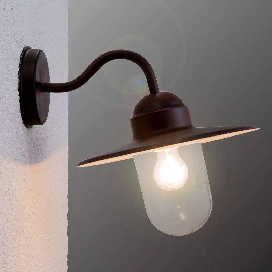 Lindby Wandlamp Buiten Metaal Glas 1 Licht - Roestbruin