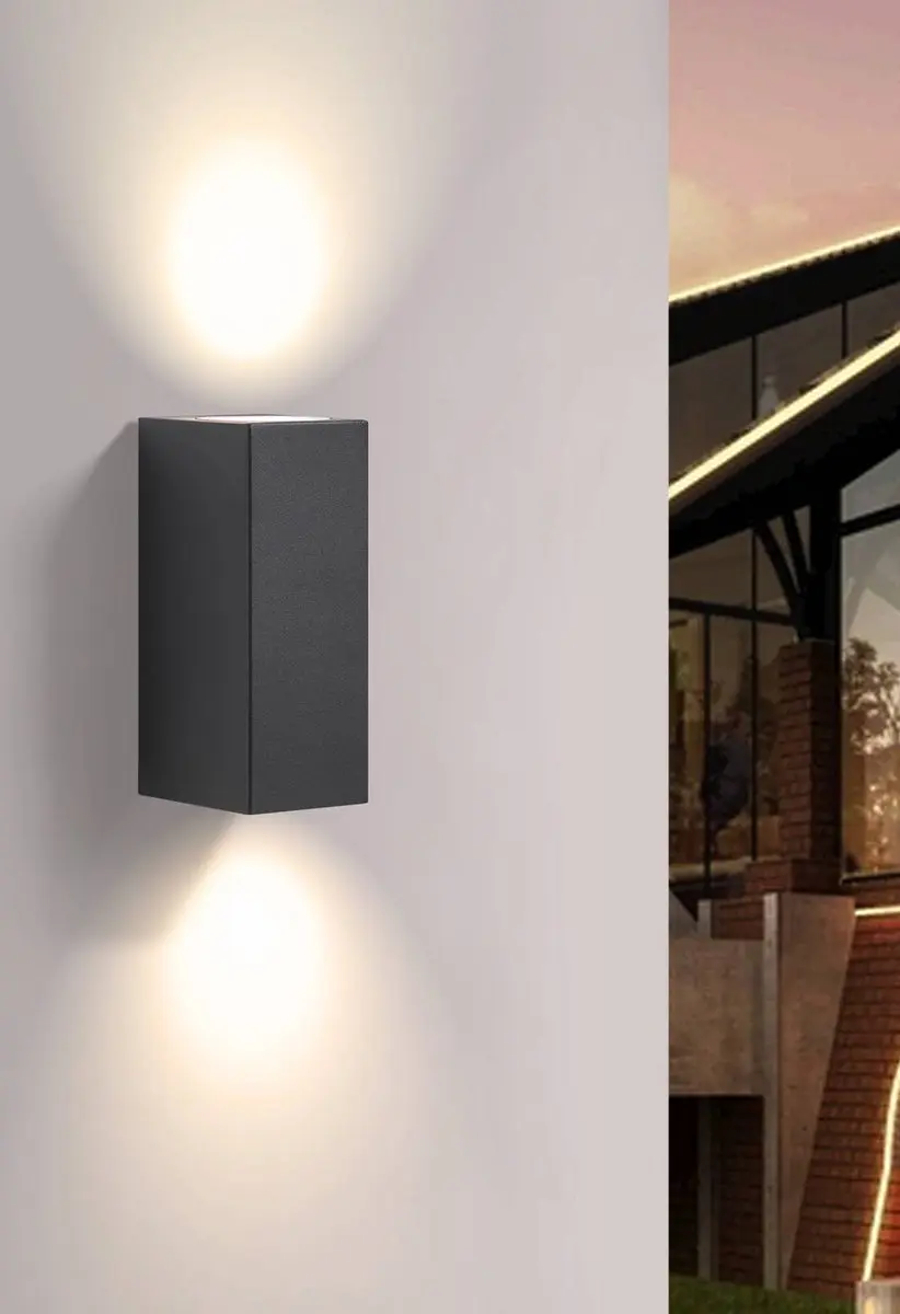 PRIOS Wandlamp Buiten 2-Lichts GU10 - Zwart