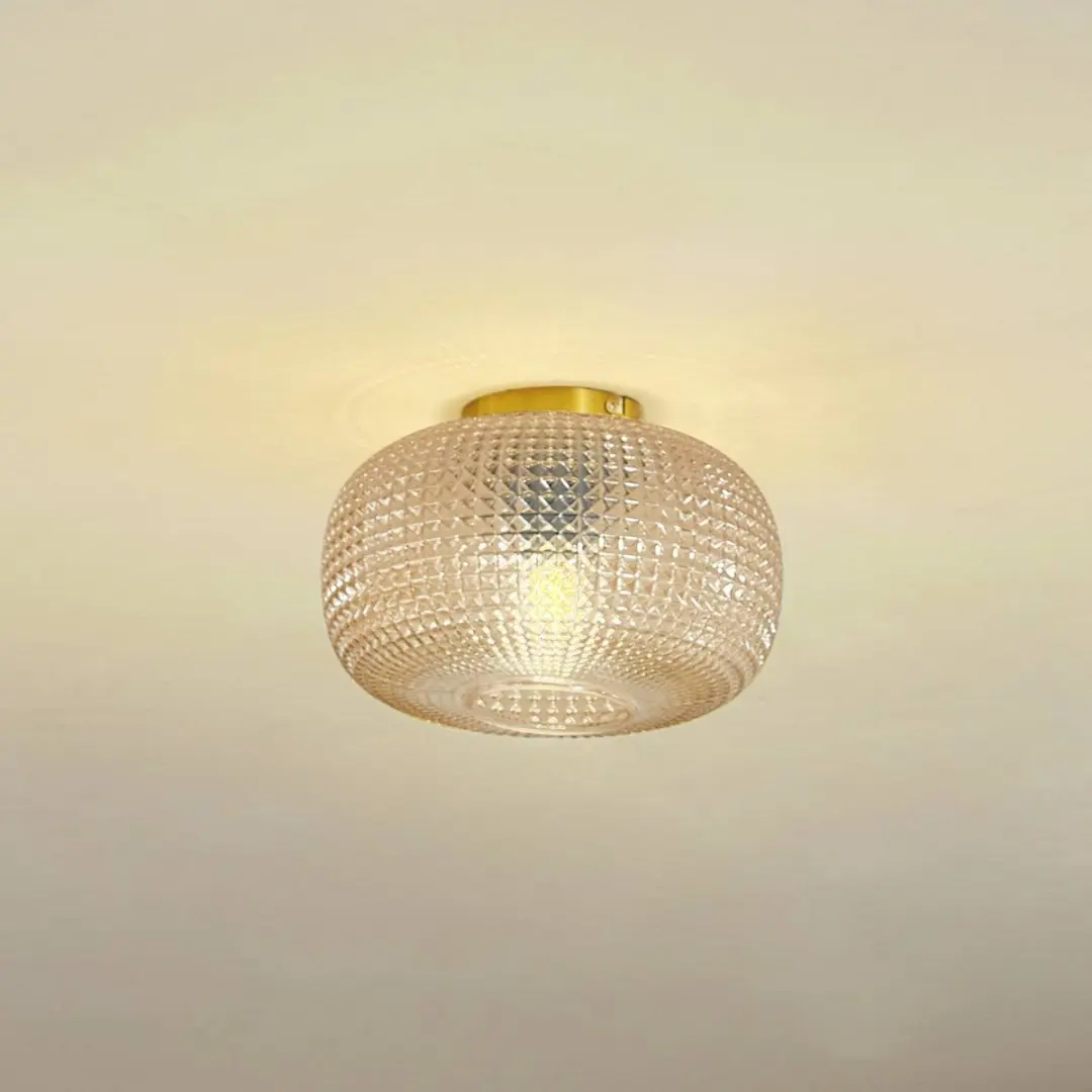 Lindby Plafondlamp 1 Licht - Ø25cm - Amber/Messing