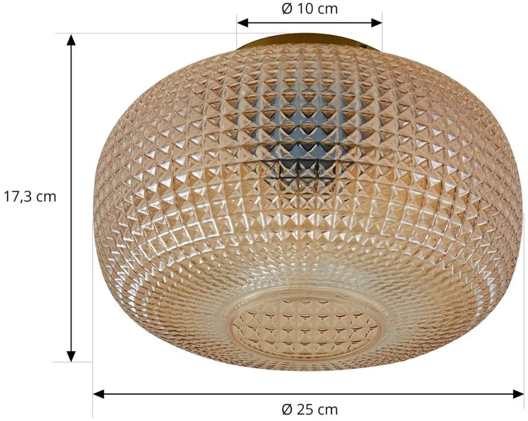 Lindby Plafondlamp 1 Licht - Ø25cm - Amber/Messing