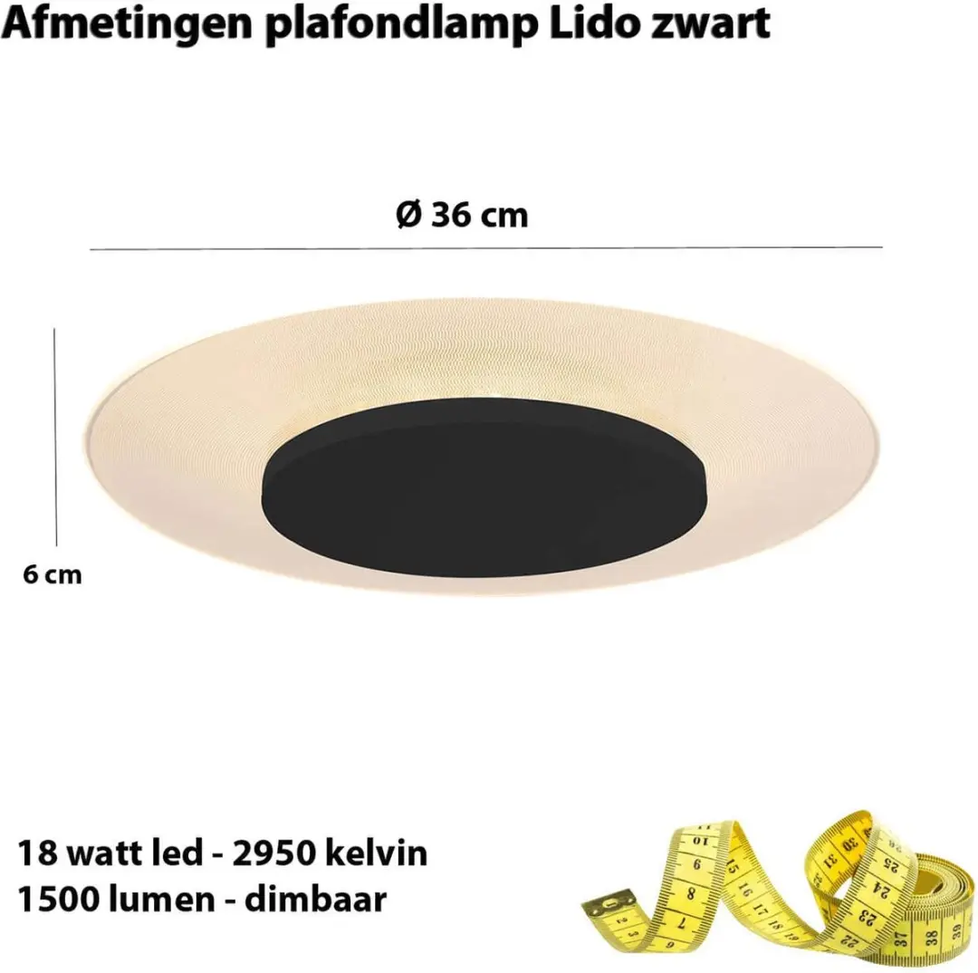 Steinhauer Lido 7798ZW Plafonnier - Ø36cm 1500 Lumen Zwart - afbeelding 6 van 6