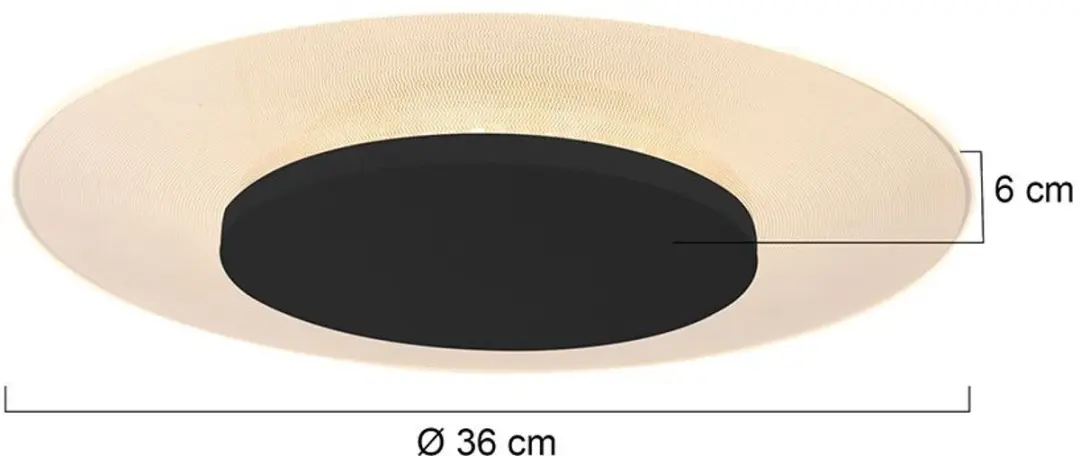 Steinhauer Lido 7798ZW Plafonnier - Ø36cm 1500 Lumen Zwart