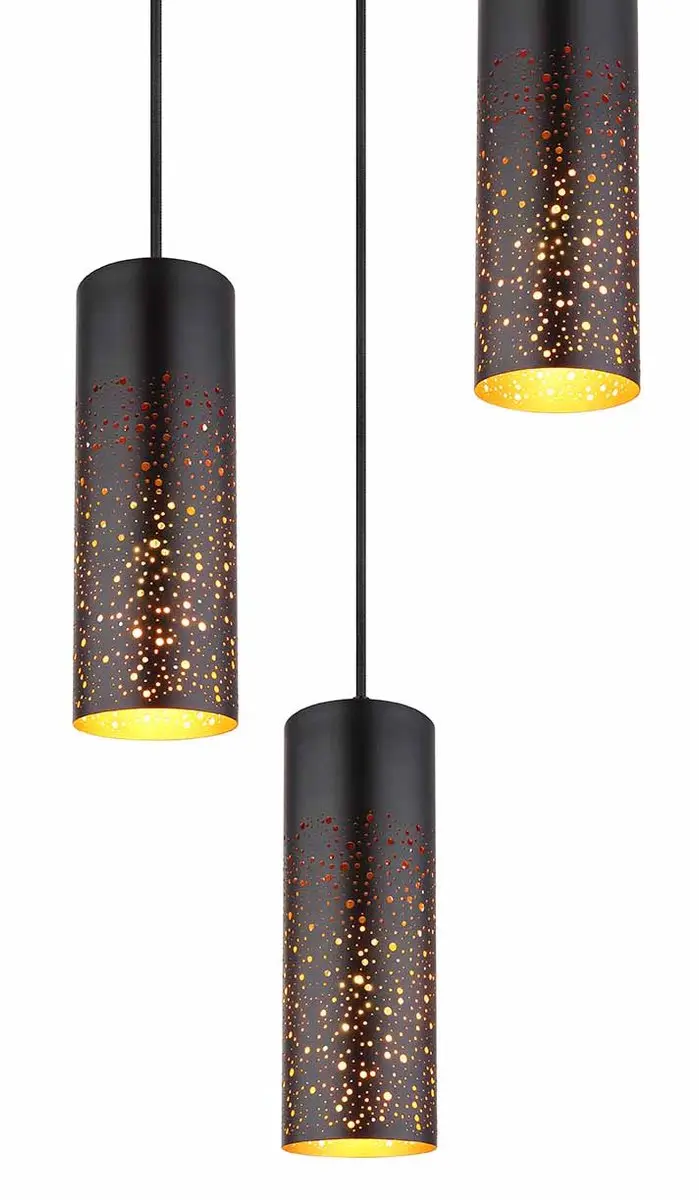 Globo Crocky Hanglamp - 3 Lichtpunten - Ø34cm - Zwart