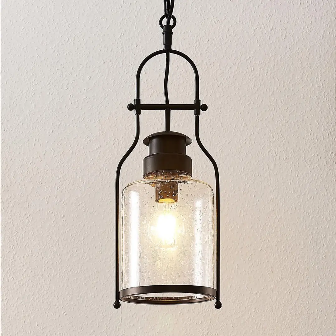 Lindby Hanglamp Metaal Glas 1 Licht E27