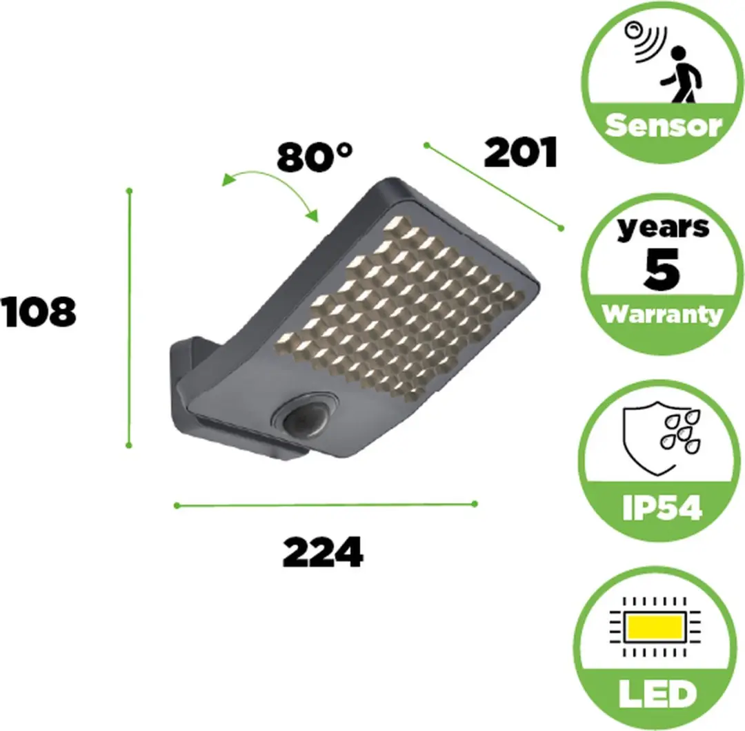 Lutec Atlantis LED Wandlamp 24W - 3200 Lm - IP54 - Donkergrijs